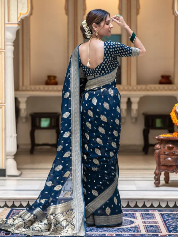 Teal_Classic_Function_Wear_Designer_Banarasi_Soft_Silk_Saree_Default_Title