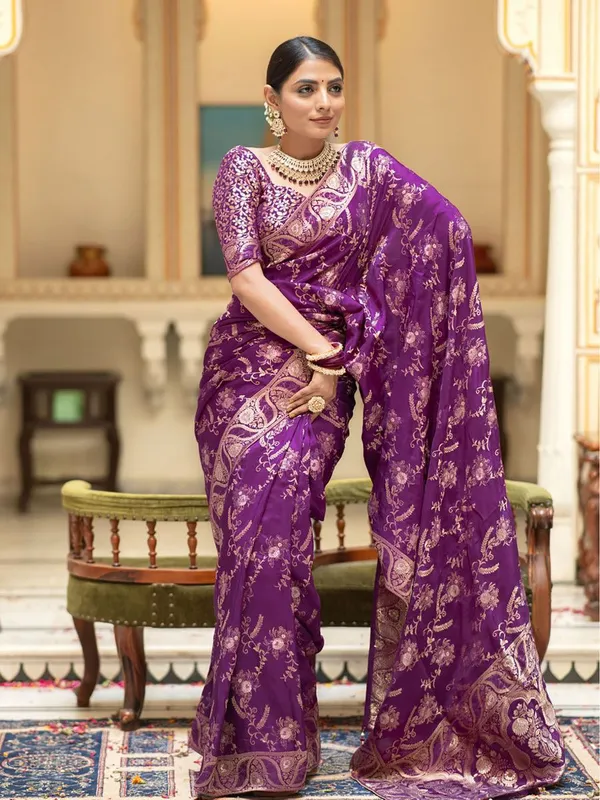 Purple_Classic_Regal_Traditional_Wear_Designer_Banarasi_Soft_Silk_Saree_Default_Title