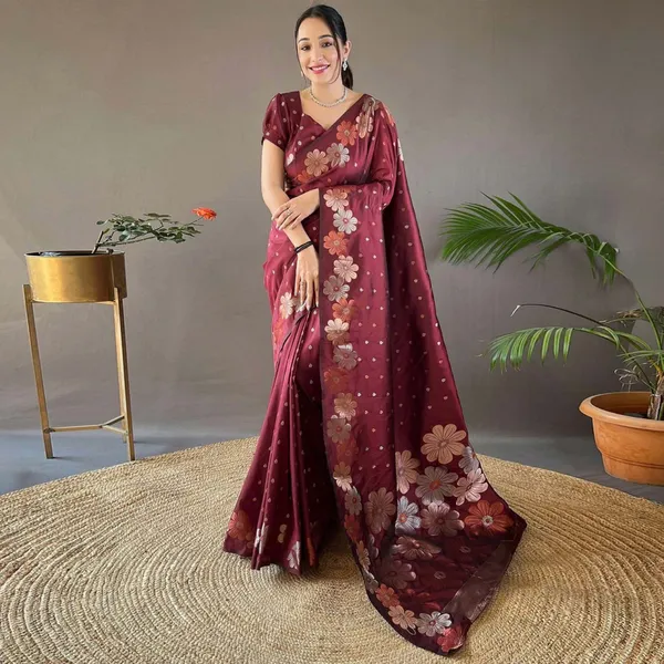 Maroon_Color_Designer_Trendy_Floral_Banarasi_Soft_Silk_Saree_Default_Title
