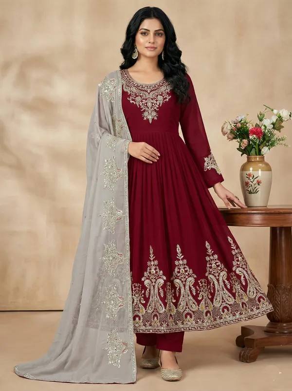 Maroon_Heavy_Georgette_Graceful_Traditional_Readymade_Suit