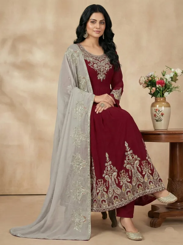 Maroon_Heavy_Georgette_Graceful_Traditional_Readymade_Suit