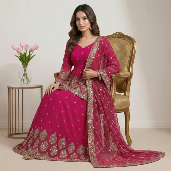 Rani_Pink_Rich_Festive_Lehenga_With_Top_Dupatta