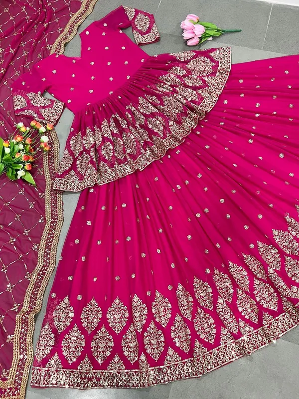 Rani_Pink_Rich_Festive_Lehenga_With_Top_Dupatta