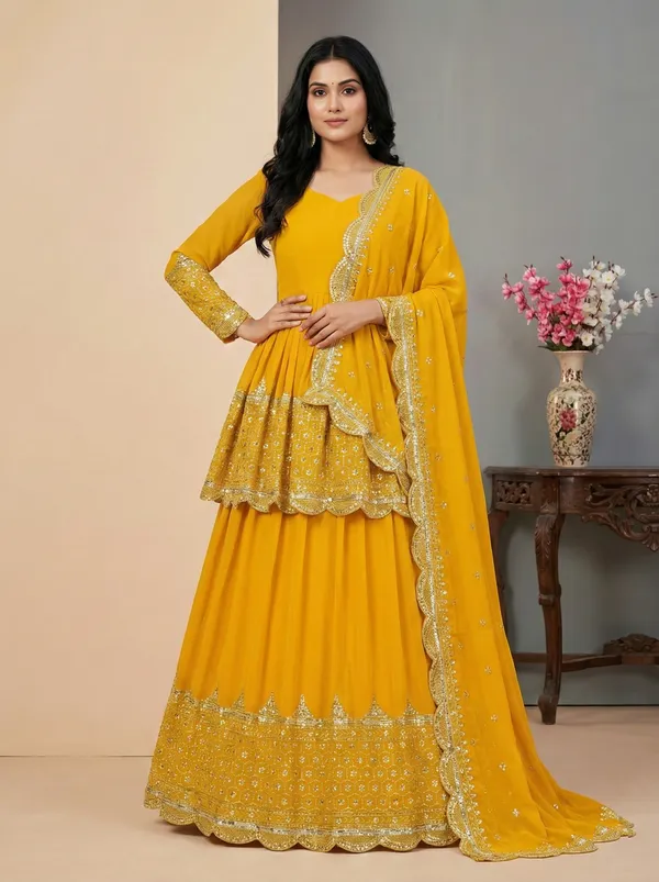 Yellow_Elegant_Designer_Haldi_Mehendi_Celebration_Lehenga_With_Top_Dupatta
