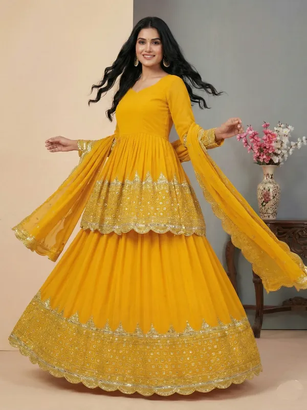 Yellow_Elegant_Designer_Haldi_Mehendi_Celebration_Lehenga_With_Top_Dupatta