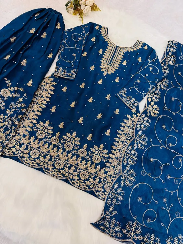 Blue_Premium_Heavy_Embroidery_Readymade_Salwar_Suit