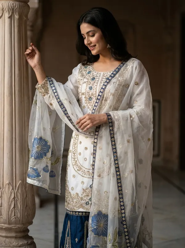White_Heavy_Embroidery_Readymade_Salwar_Suit