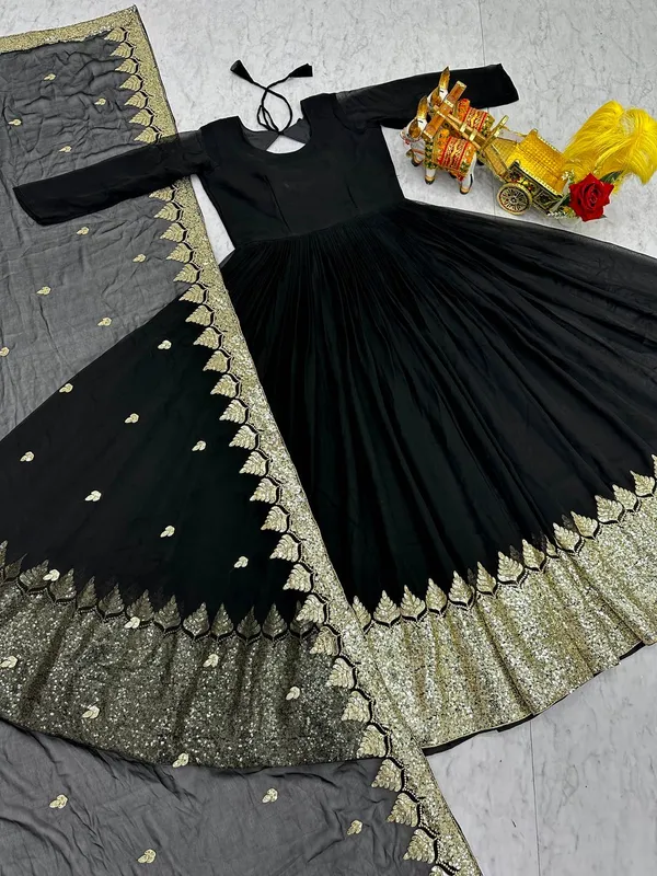 Black_Designer_Heavy_Sequence_Embroidery_Gown_With_Dupatta