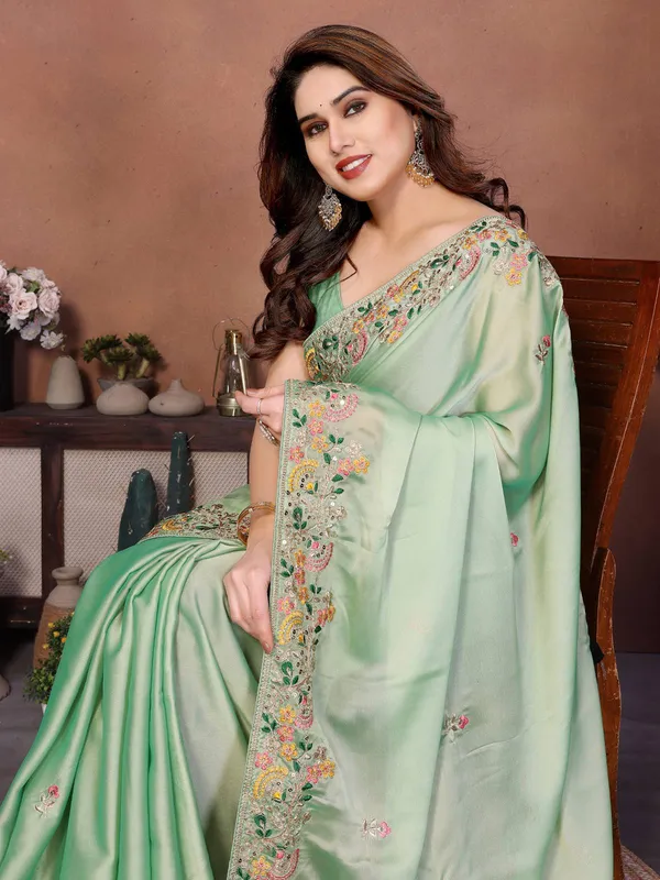 Sea_Green_Premium_Cutwork_Border_Soft_Silk_Saree_Default_Title