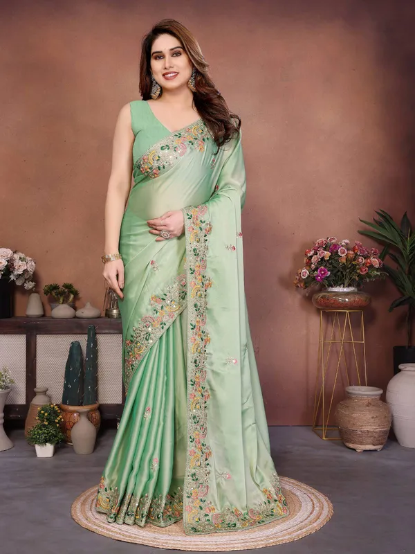 Sea_Green_Premium_Cutwork_Border_Soft_Silk_Saree_Default_Title