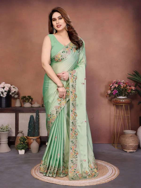 Sea_Green_Premium_Cutwork_Border_Soft_Silk_Saree_Default_Title