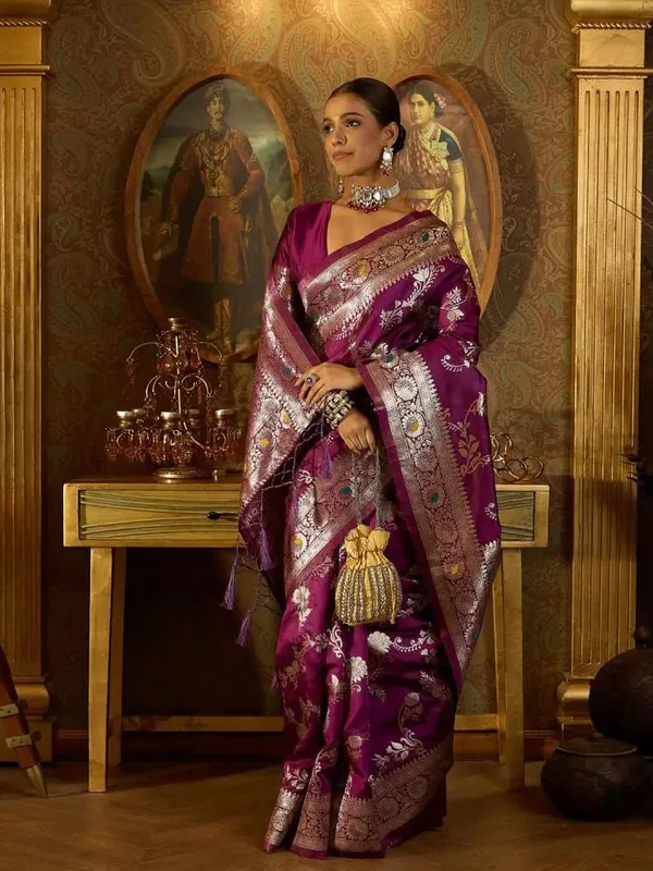 Wine_Function_Wear_Banarasi_Soft_Silk_Saree_Default_Title