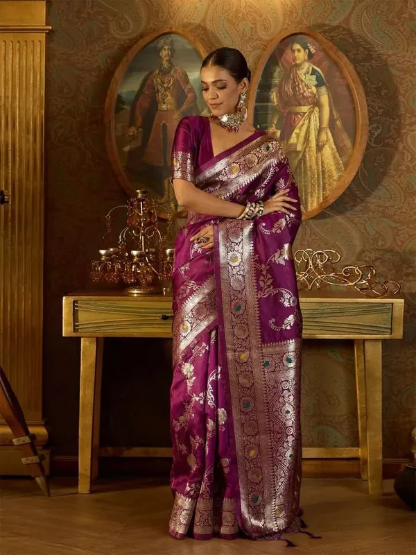Wine_Function_Wear_Banarasi_Soft_Silk_Saree_Default_Title