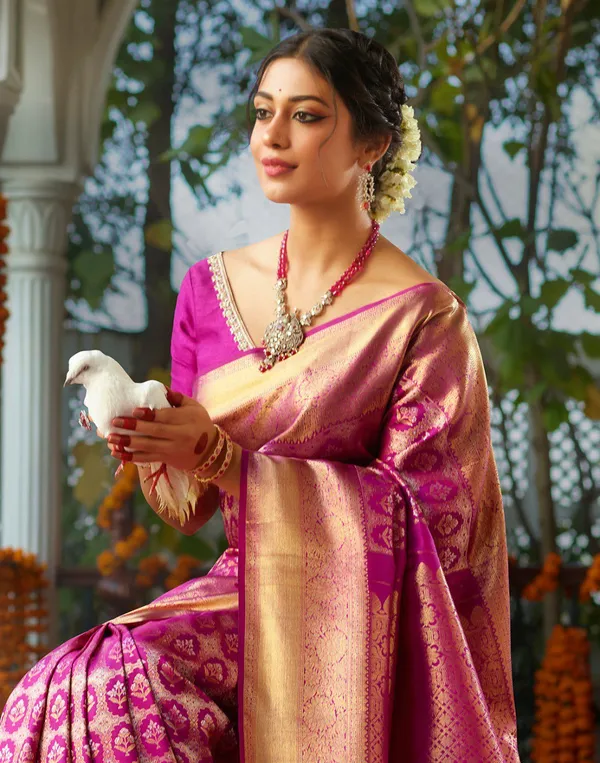 Rani_Pink_Color_Designer_Party_Wear_Banarasi_Soft_Silk_Saree_Default_Title