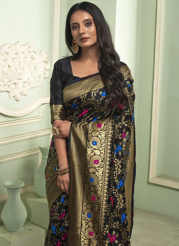 Black_Color_Designer_Party_Wear_Banarasi_Silk_Saree_Default_Title