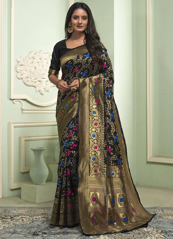 Black_Color_Designer_Party_Wear_Banarasi_Silk_Saree_Default_Title