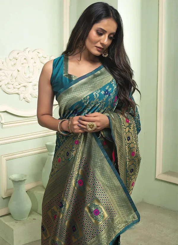 Rama_Color_Designer_Party_Wear_Banarasi_Silk_Saree_Default_Title