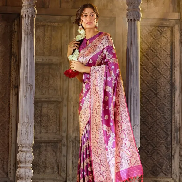 Wine_Classic_Designer_Banarasi_Soft_Silk_Saree_Default_Title