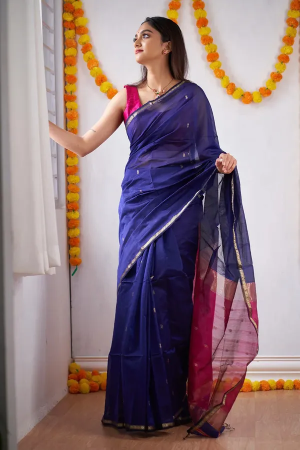 Navy_Blue_Ethnic_Party_Wear_Banarasi_Soft_Silk_Saree_Default_Title