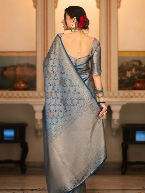 Teal_Classic_Designer_Banarasi_Soft_Silk_Saree_Default_Title