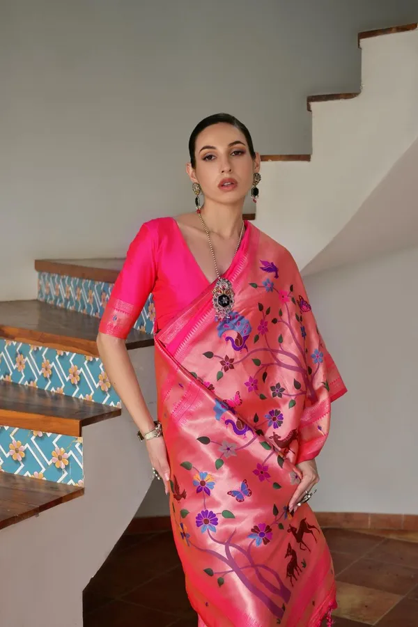 Pink_Festive_Designer_Banarasi_Silk_Paithani_Saree_Default_Title