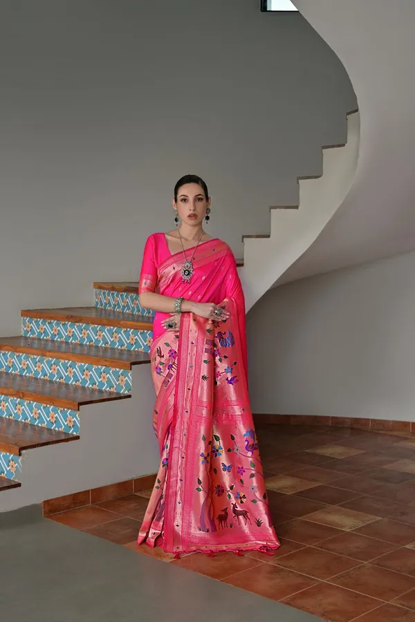 Pink_Festive_Designer_Banarasi_Silk_Paithani_Saree_Default_Title