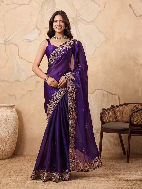 Purple_Premium_Designer_Zimmy_Chu_Saree_With_Mono_Banglory_Silk_Blouse_Default_Title