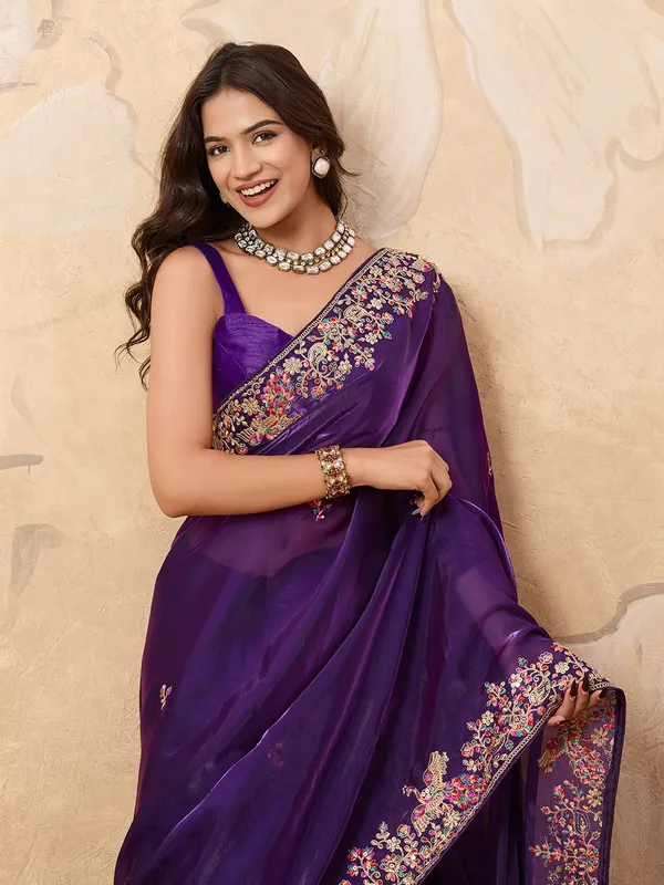 Purple_Premium_Designer_Zimmy_Chu_Saree_With_Mono_Banglory_Silk_Blouse_Default_Title