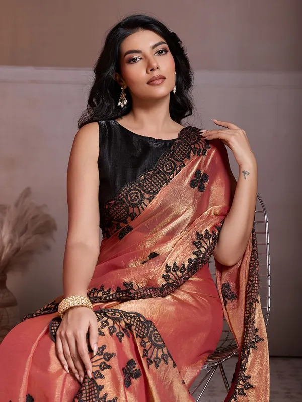 Orange_Premium_Designer_Fendy_Chiffon_Saree_With_Blouse_Default_Title