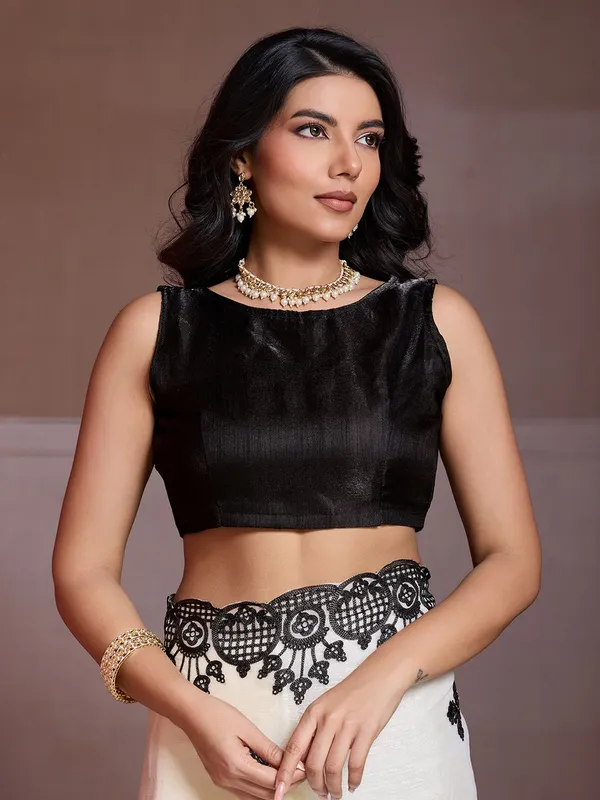 White_Premium_Designer_Fendy_Chiffon_Saree_With_Blouse_Default_Title