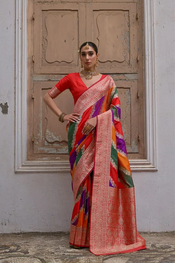 Multi_Color_Festive_Party_Wear_Designer_Soft_Banarasi_Silk_Saree_Default_Title