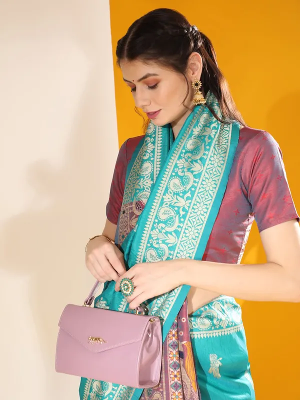Firozi_Color_Premium_Designer_Soft_Raw_Silk_Saree_Default_Title