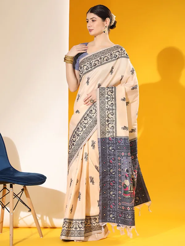 Off_White_Color_Ethnic_Wear_Designer_Soft_Raw_Silk_Saree_Default_Title