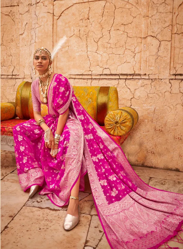 Rani_Pink_Color_Party_Wear_Designer_Georgette_Saree_Default_Title