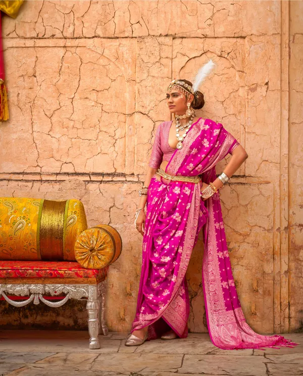 Rani_Pink_Color_Party_Wear_Designer_Georgette_Saree_Default_Title