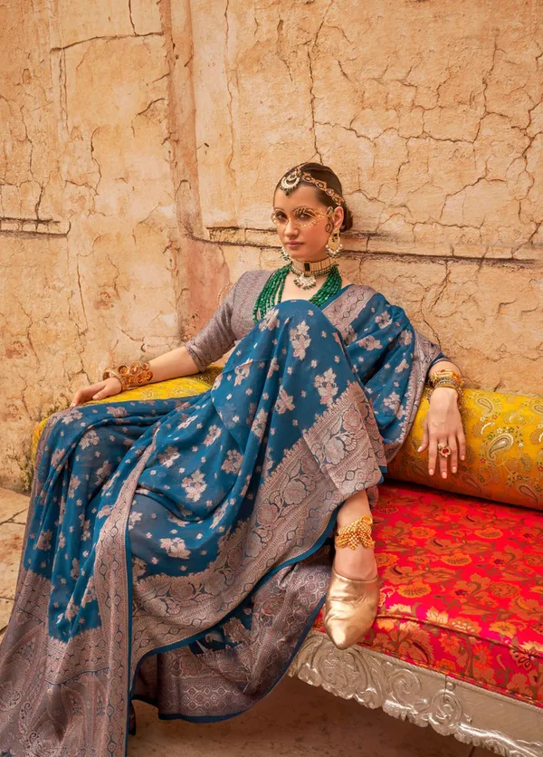 Teal_Color_Ethnic_Wear_Designer_Georgette_Saree_Default_Title