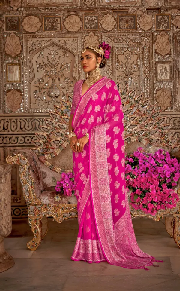 Pink_Color_Ethnic_Casual_Designer_Georgette_Saree_Default_Title