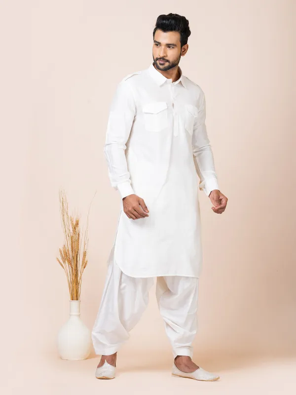 White_Color_Premium_Pathani_Kurta_Set