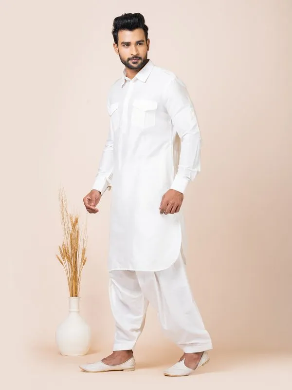 White_Color_Premium_Pathani_Kurta_Set