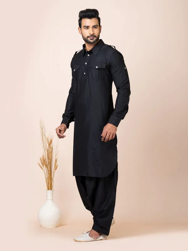 Black_Color_Party_Wear_Pathani_Kurta_Set