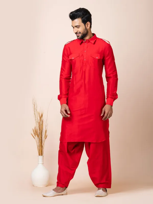 Red_Color_Traditional_Pathani_Kurta_Set
