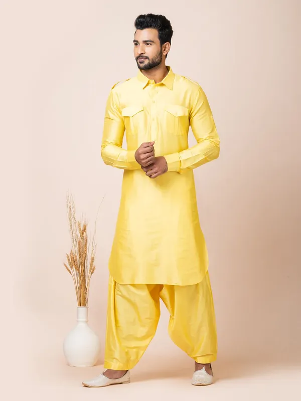 Yellow_Color_Festive_Wear_Pathani_Kurta_Set