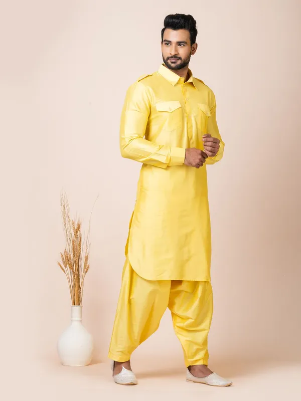 Yellow_Color_Festive_Wear_Pathani_Kurta_Set