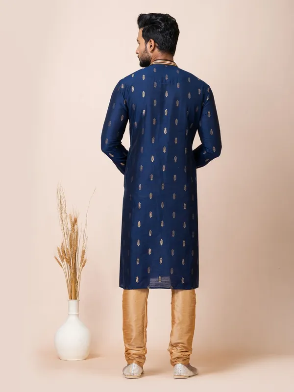 Royal_Blue_Color_Ethnic_Wear_Cotton_Jacquard_Kurta_Set