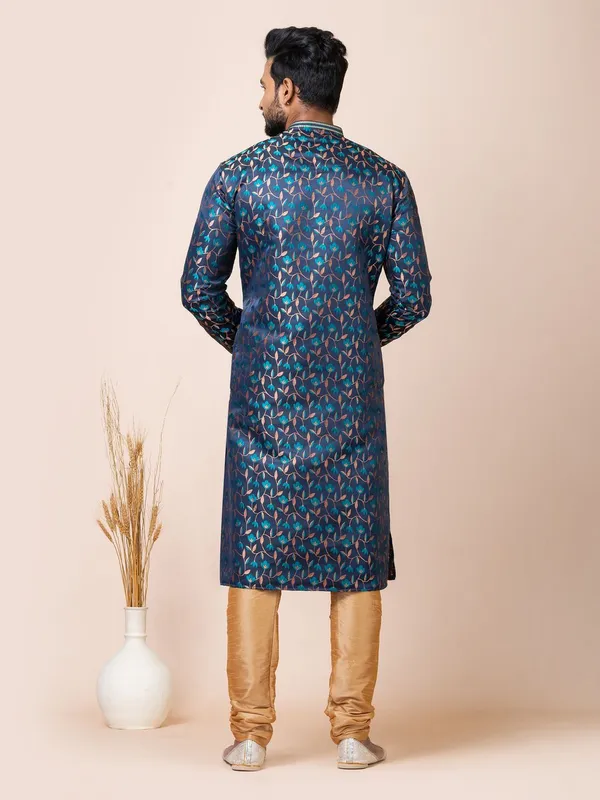 Navy_Blue_Color_Classic_Cotton_Jacquard_Kurta_Set