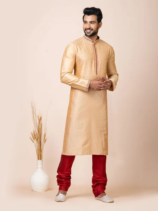 Chiku_Color_Premium_Cotton_Jacquard_Kurta_Set