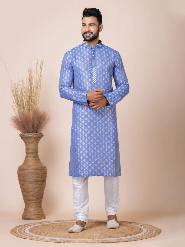 Multi_Color_Festive_Wear_Designer_Kurta_Pyjama_Set