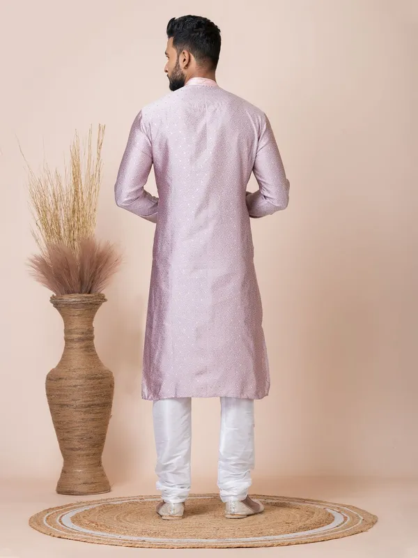 Peach_Color_Party_Wear_Designer_Silk_Kurta_Pyjama_Set