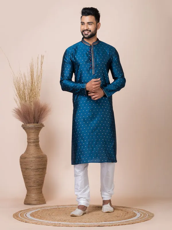 Rama_Green_Color_Premium_Designer_Kurta_Pyjama_Set