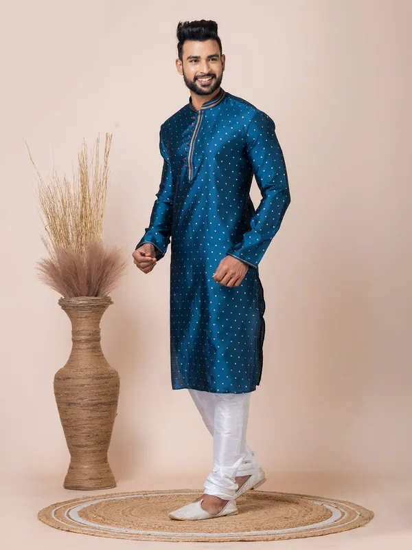 Rama_Green_Color_Premium_Designer_Kurta_Pyjama_Set
